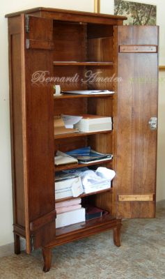 Shoe rack pantry cabinet in solid walnut wood with 2 doors, height 160 cm